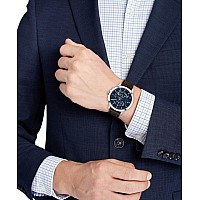 Tommy Hilfiger Mens Multifunction Stainless Steel And Leather Strap Watch Color Blue Model 1710476