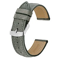 Bisonstrap Watch Strap 18Mm Vintage Leather Replacement Watch Band Light Grey