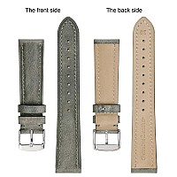 Bisonstrap Watch Strap 18Mm Vintage Leather Replacement Watch Band Light Grey