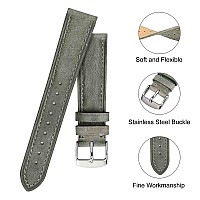 Bisonstrap Watch Strap 18Mm Vintage Leather Replacement Watch Band Light Grey