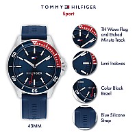 Tommy Hilfiger Mens Stainless Steel Multicolor Aluminum Case And Silicone Strap Watch Color Blue Model 1792009