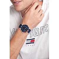 Tommy Hilfiger Mens Stainless Steel Multicolor Aluminum Case And Silicone Strap Watch Color Blue Model 1792009