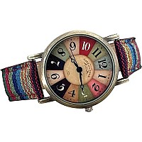 Lukybirds Multi Color Rainbow Pattern Watchesquirky Boho Hippie Watch Wonderful Watches Gift For Womenpu Leather Woven Strap