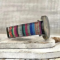 Lukybirds Multi Color Rainbow Pattern Watchesquirky Boho Hippie Watch Wonderful Watches Gift For Womenpu Leather Woven Strap