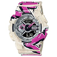 Gshock Mens Ga110Ss1A White Analogdigital Watch