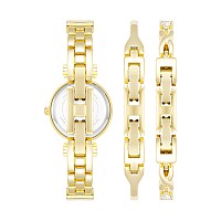 Anne Klein Womens Premium Crystal Accented Bangle Watch And Bracelet Set