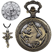 Tiong Fullmetal Alchemist Anime Pocket Watch With Chain For Cosplay Pendant Accessories With Gifts Boxbronze White