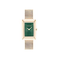 Calvin Klein Womens Ck Styled Wristwatch Carnation Gold Mesh Bracelet Rectangular Case Feminine Look Model25200395