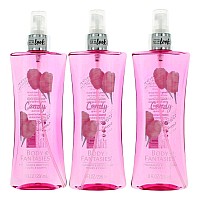 Cotton Candy by Body Fantasies, 3 Pack 8 oz Fragrance Body Spray for Women