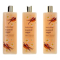 Toasted Sugar by Bodycology, 3 Pack 16 oz 2 in 1 Body Wash & Bubble Bath for Women