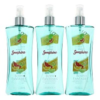 Pure Sunshine by Body Fantasies, 3 Pack 8 oz Fragrance Body Spray for Women