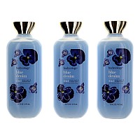 Blue Denim by Bodycology, 3 Pack 16 oz 2 in 1 Body Wash & Bubble Bath for Women