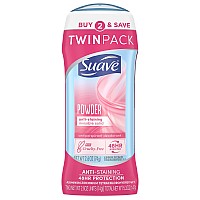 Suave Deodorant Antiperspirant Deodorant Stick 48Hour Odor And Wetness Protection Powder Deodorant For Women 26 Oz 2 Count