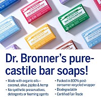 Dr Bronners Purecastile Bar Soap Peppermint 5 Ounce Made With Organic Oils For Face Body And Hair Gentle And Moistu