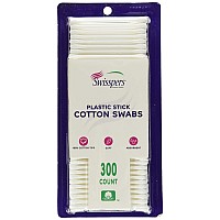 Swisspers Cotton Swabs, 100% Cotton Double-Tipped, White Plastic Sticks, 300 Count Package