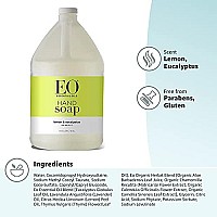 EO Liquid Hand Soap Refill, 128 Ounce, Lemon and Eucalyptus, Organic Plant-Based Gentle Cleanser with Pure Essential Oils