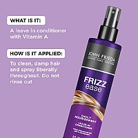 John Frieda Anti Frizz, Frizz Ease Daily Nourishment Leave-In Conditioner, Anti Frizz Conditioner and Heat Protectant for Frizz-prone Hair, 8 oz, with Vitamin A, C, and E