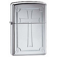 Zippo High Polish Chrome Lighter - Cross Design #20191