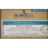 Dr. Miracle's Hot Gro Hair and Scalp Treatment - For Healthy Hair Growth & Shine, Contains Aloe, Shea Butter, & Jojoba Oil, Strengthens, Moisturizes & Conditions, 4 oz