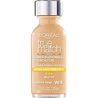 L'Oreal Paris Makeup True Match Super-Blendable Liquid Foundation, Natural Beige W4, 1 Fl Oz,1 Count