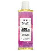 HERITAGE STORE Castor Oil, Cold Pressed, Rich Hydration for Vibrant Hair & Skin, Bold Lashes & Brows, No Hexane (8 Fl Oz)