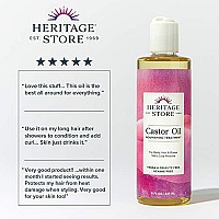 HERITAGE STORE Castor Oil, Cold Pressed, Rich Hydration for Vibrant Hair & Skin, Bold Lashes & Brows, No Hexane (8 Fl Oz)