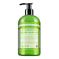 Dr Bronners Organic Sugar Soap Lemongrass 12 Ounce Made With Organic Oils Sugar And Shikakai Powder 4In1 Use Hands