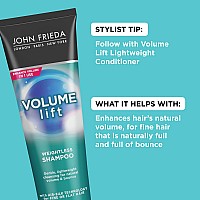 John Frieda Volume Lift Lightweight Shampoo for Natural Fullness, 8.45 Ounces, Safe for Color-Treated Hair, Volumizing Shampoo for Fine or Flat Hair