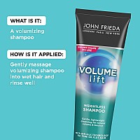 John Frieda Volume Lift Lightweight Shampoo for Natural Fullness, 8.45 Ounces, Safe for Color-Treated Hair, Volumizing Shampoo for Fine or Flat Hair