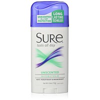 Sure Invisible Solid Anti-Perspirant And Deodorant, Unscented, 2.6-Ounces (Pack Of 6)