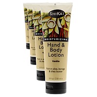 Shikai Vanilla Hand Body Lotion 8Oz Pack Of 4 Daily Moisturizing Skincare For Dry And Cracked Hands With Aloe Vera Vi