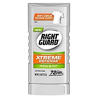 Right Guard Xtreme Defense Antiperspirant Deodorant Invisible Solid Stick, Fresh Blast, 2.6 Ounce (Pack Of 6)