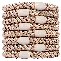 L. Erickson Grab & Go Pony - Camel Beige - 8 Pack Ponytail Holder Hair Ties - Tan Color