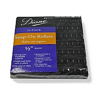 Diane Snap On Black 12 Inch Hair Roller 14 Count