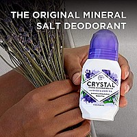 CRYSTAL Aluminum Free Mineral Deodorant Roll-On for Women & Men, Lavender & White Tea - Paraben Free - Certified Cruelty Free & Vegan Deodorant - Prevents Odor Up to 24 Hours