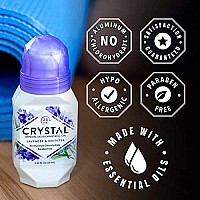 CRYSTAL Aluminum Free Mineral Deodorant Roll-On for Women & Men, Lavender & White Tea - Paraben Free - Certified Cruelty Free & Vegan Deodorant - Prevents Odor Up to 24 Hours