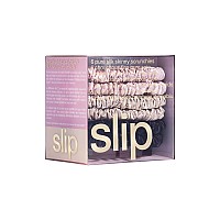 Slip Silk Skinnie Scrunchies in Black, Pink, and Caramel - 100% Pure 22 Momme Mulberry Silk Scrunchies for Women - Hair-Friendly + Luxurious Elastic Scrunchies Set (6 Scrunchies)