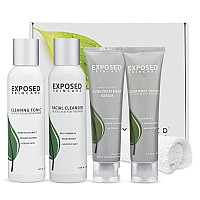 Exposed Skin Care Basic Acne Treatment Kit Includes Salicylic Acid Face Wash Clearing Tonic Treatment Serum With Benzoyl Per