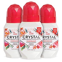 crystal Mineral Deodorant Roll-On Body Deodorant With 24-Hour Odor Protection, Pomegranate, Non-Sticky Roll-On, Aluminium chloride, 225 FL OZ - 3 pack