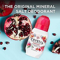 crystal Mineral Deodorant Roll-On Body Deodorant With 24-Hour Odor Protection, Pomegranate, Non-Sticky Roll-On, Aluminium chloride, 225 FL OZ - 3 pack