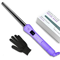 Herstyler Baby Curls Mini Curling Iron Tapered 9mm to 13mm Curling Iron 1/2 Curling Wand with Dual Voltage Thin Curling Iron for Queens Who Want to Be Crowned in Curls Purple