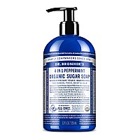 Dr Bronners Organic Sugar Soap Peppermint 12 Oz Made With Organic Oils Sugar Shikakai Powder 4In1 Uses Hands Bo