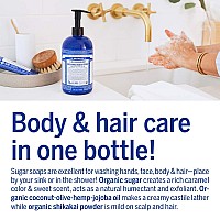 Dr Bronners Organic Sugar Soap Peppermint 12 Oz Made With Organic Oils Sugar Shikakai Powder 4In1 Uses Hands Bo