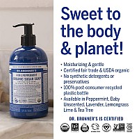 Dr Bronners Organic Sugar Soap Peppermint 12 Oz Made With Organic Oils Sugar Shikakai Powder 4In1 Uses Hands Bo