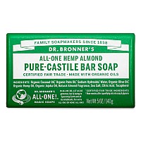 Dr Bronners Purecastile Bar Soap Almond 5 Ounce 12Pack Made With Organic Oils For Face Body And Hair Gentle And M