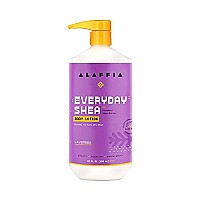 Alaffia EveryDay Shea Body Lotion - Normal to Very Dry Skin, Moisturizing Support for Hydrated, Soft, and Supple Skin with Shea Butter and Lemongrass, Fair Trade, Lavender, 32 Fl Oz