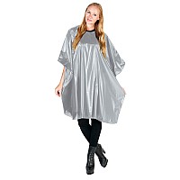 Betty Dain Jumbo Shampoo Cape, Durable, Waterproof, Stain-resistant Vinyl, Oversized Dimensions, Convenient Touch-and-close Fastener or Hook-on Closure, 45 inches wide x 54 inches long, Silver