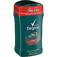 Degree Men, Invisible Solid Deodorant, Sport, Twin Pack, 2.7 Ounce, Pack of 2