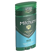 Mitchum Antiperspirant Deodorant Stick for Men, Triple Odor Defense Invisible Solid, 48 Hr Protection, Dermatologist Tested, clean control, 27 oz