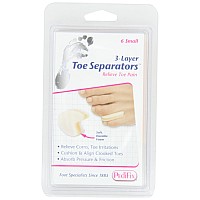 Pedifix 3-Layer Toe Separators, 6-Count (Pack Of 2), Small